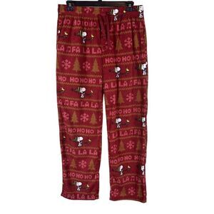 Peanuts Holiday Snoopy Pajama ￼Fleece Pants Men’s Size Large